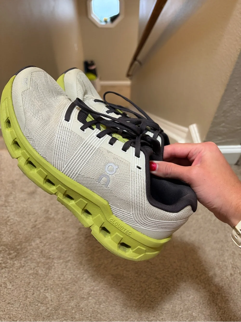On Cloud Cloud Go Running Shoes in Light Gray & Lime - Picture 1 of 3